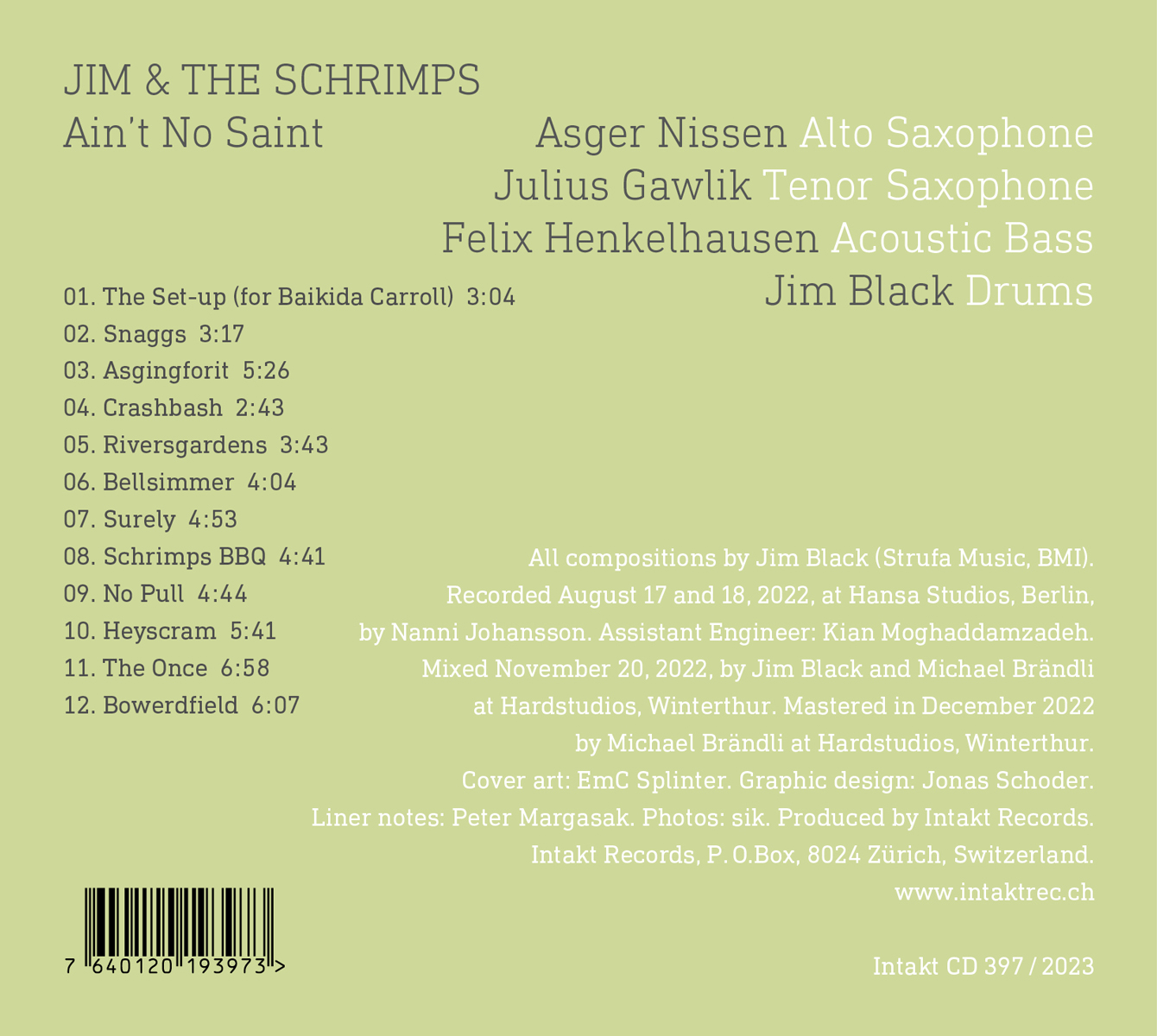 JIM BLACK & THE SCHRIMPS: AIN’T NO SAINT cover back