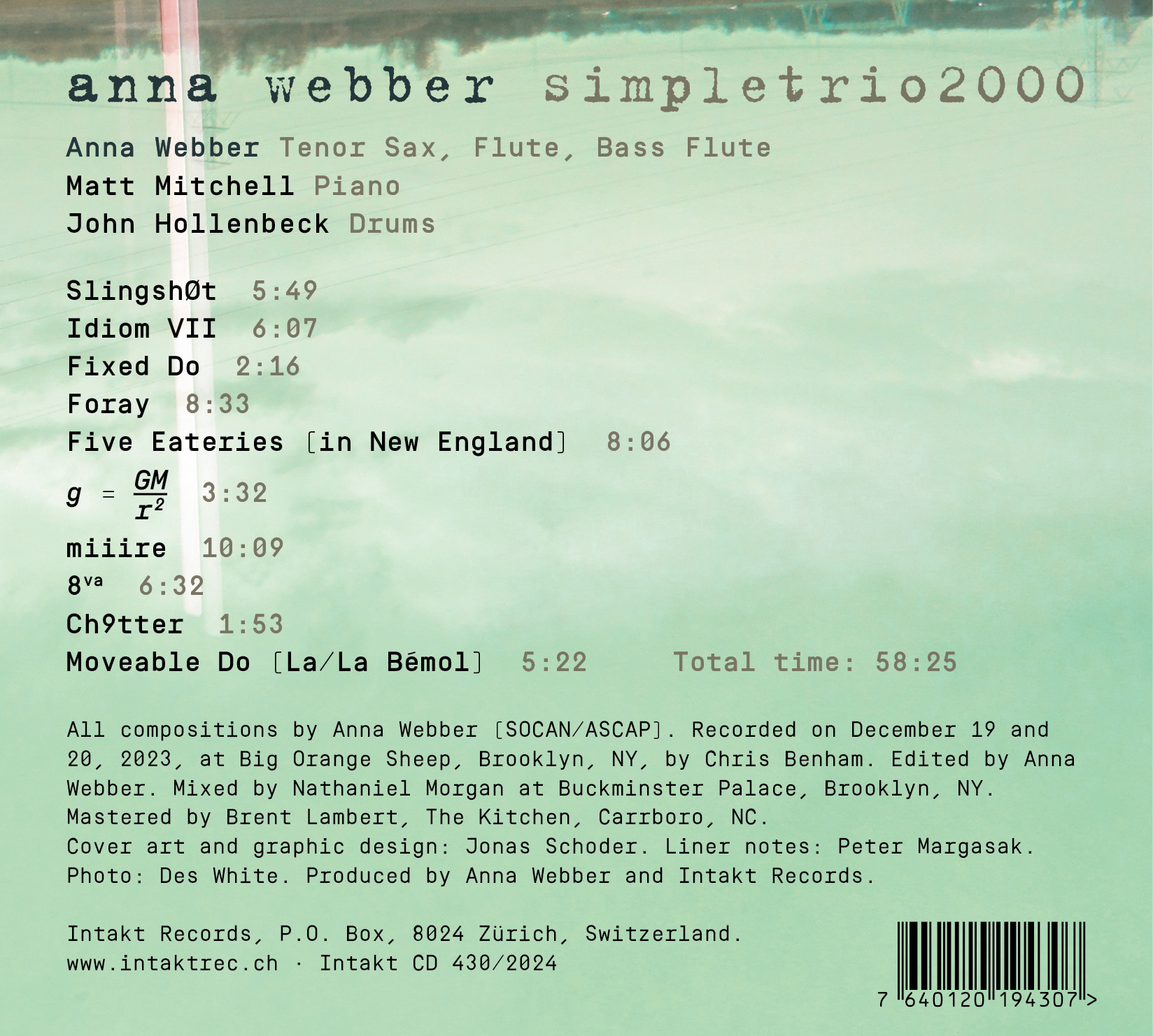 ANNA WEBBER 
with Matt Mitchell and John Hollenbeck. simpletrio2000 back cover