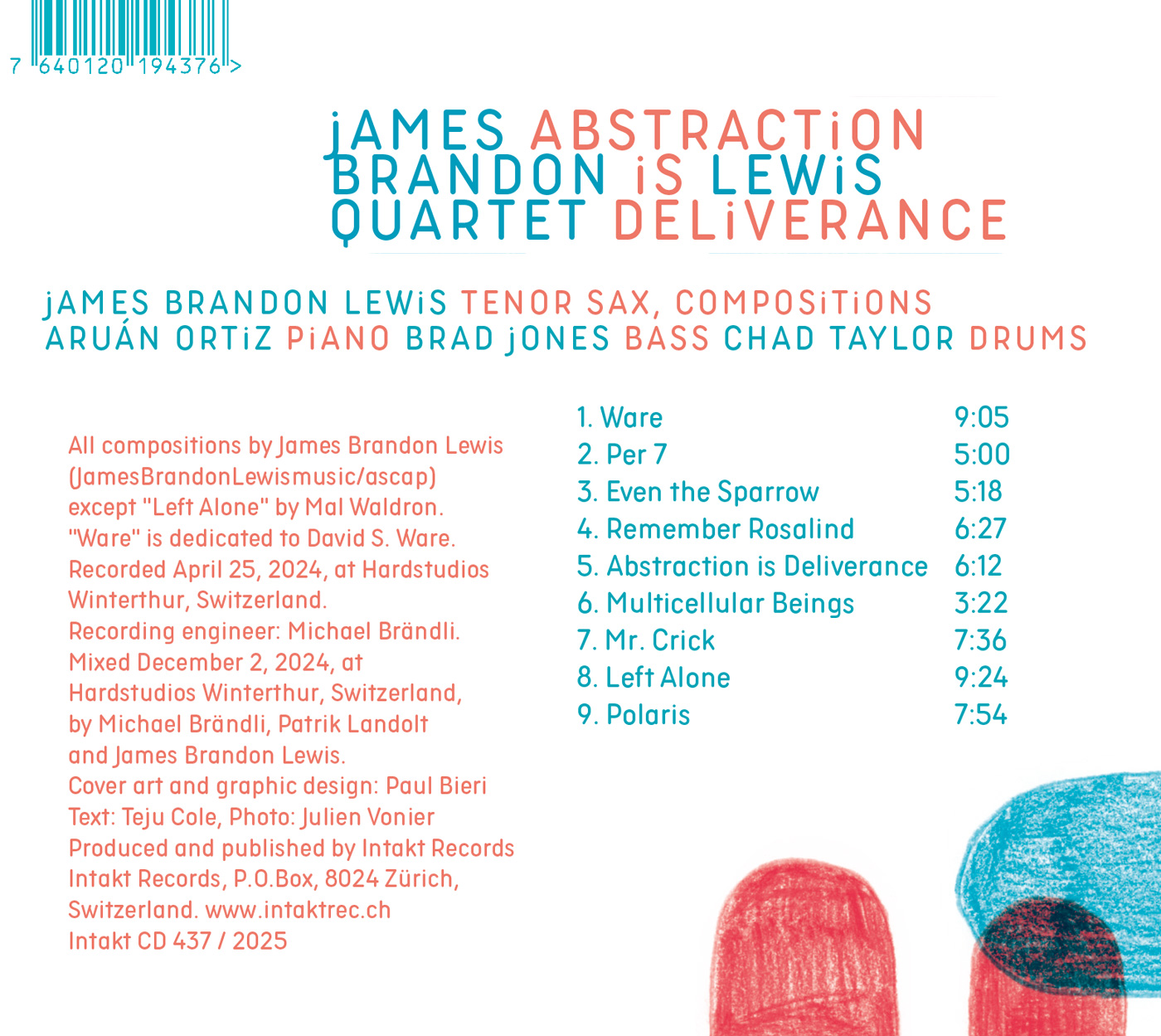 JAMES BRANDON LEWIS QUARTETABSTRACTION IS DELIVERANCE back cover