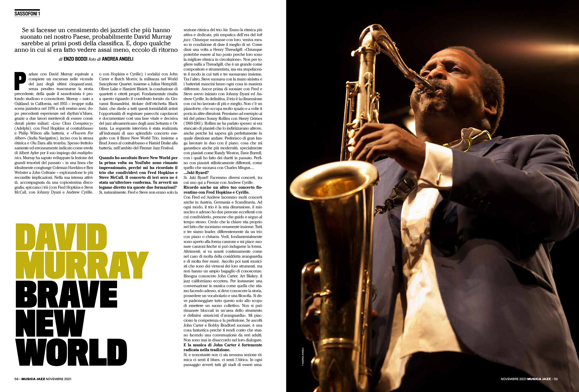 David Murray Portrait in Musica Jazz Italy November 2021