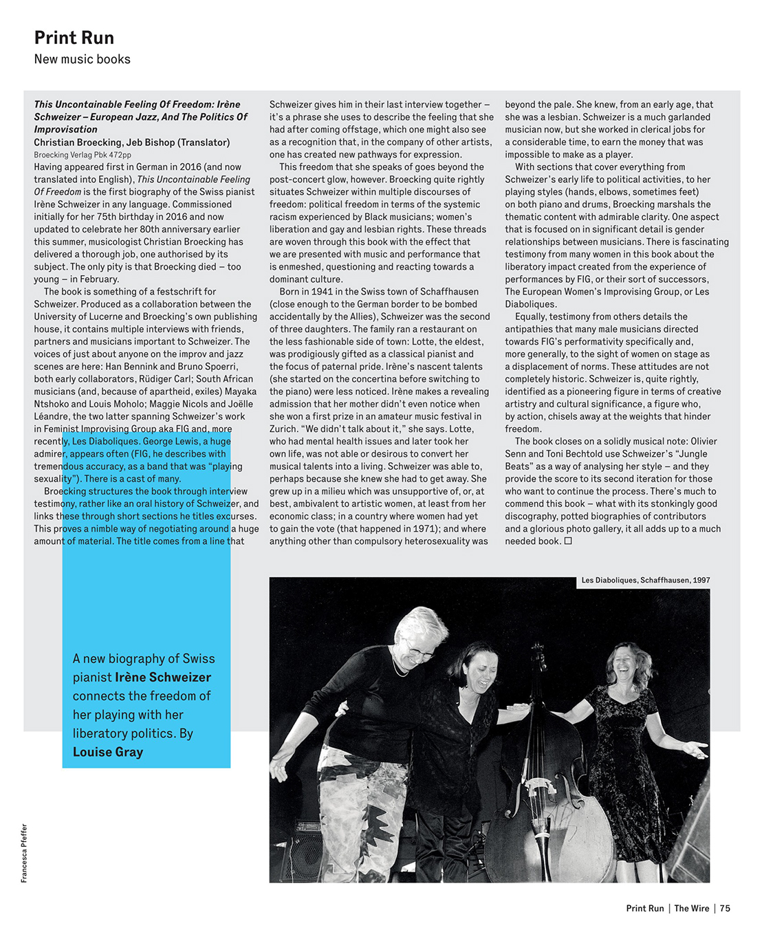 Irene Schweizer Biography in English reviewed in the Wire