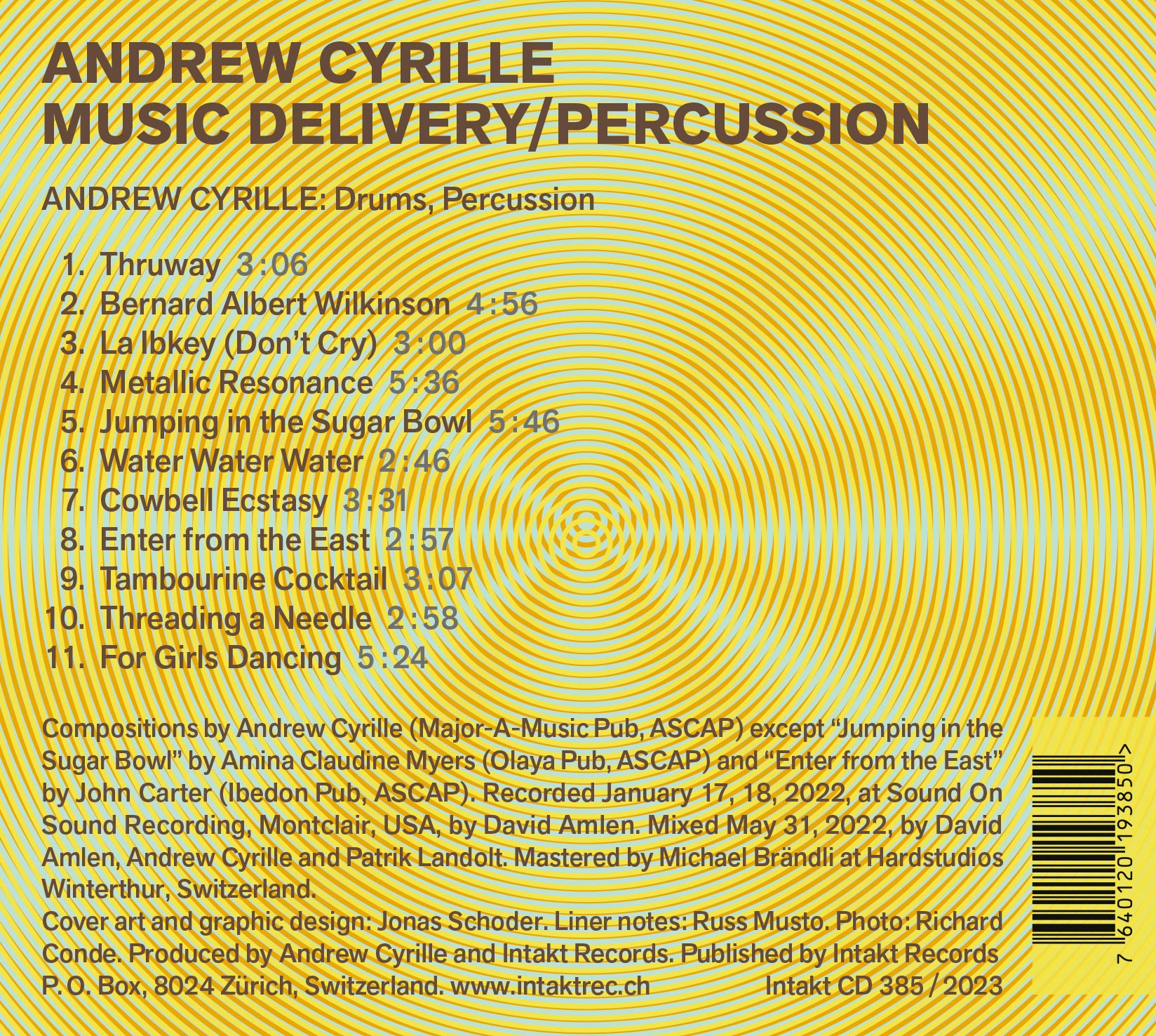 ANDREW CYRILLE
MUSIC DELIVERY / PERCUSSION cover back
