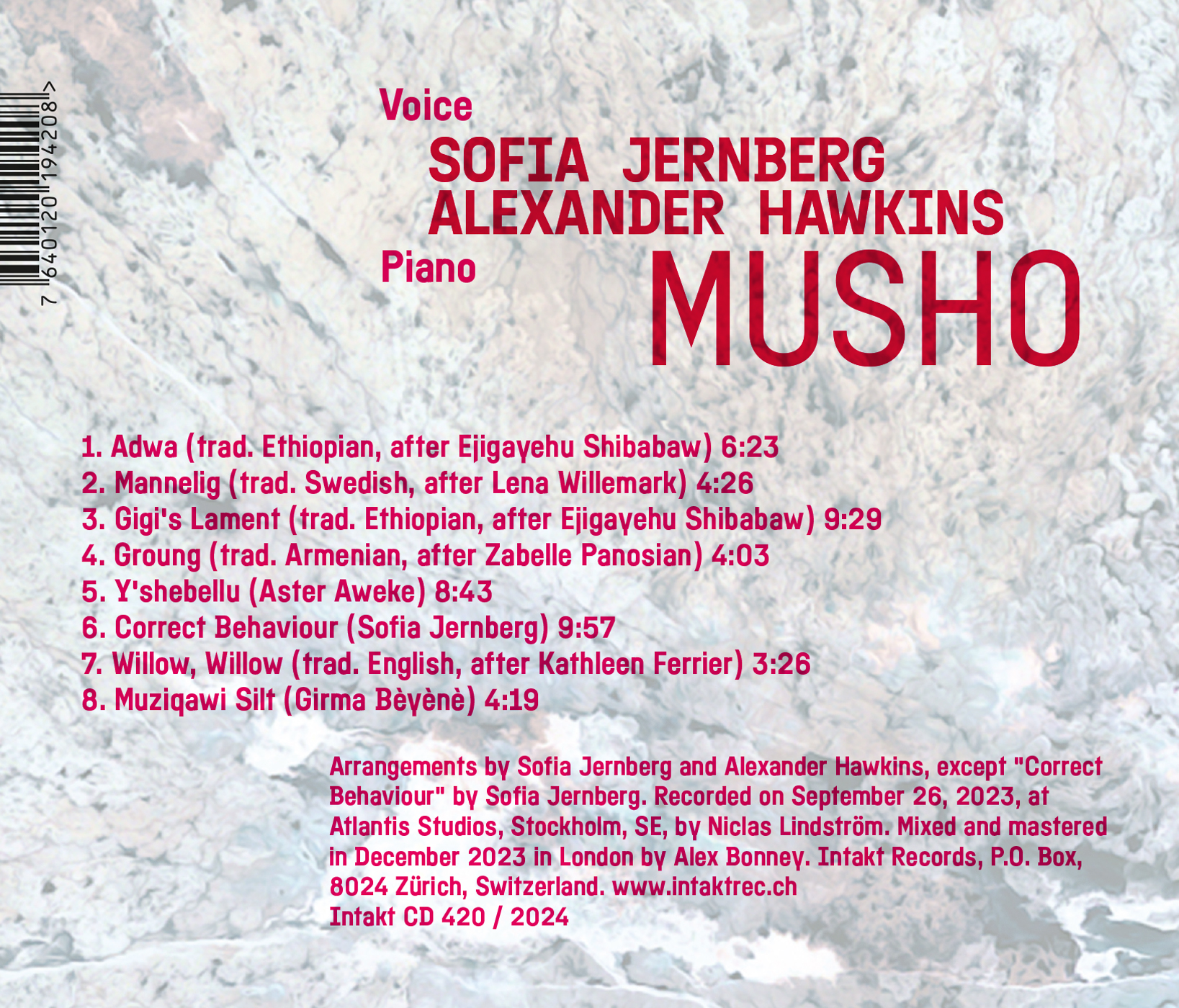 ALEXANDER  HAWKINS – SOFIA JERNBERG: MUSHO: Intakt records 420