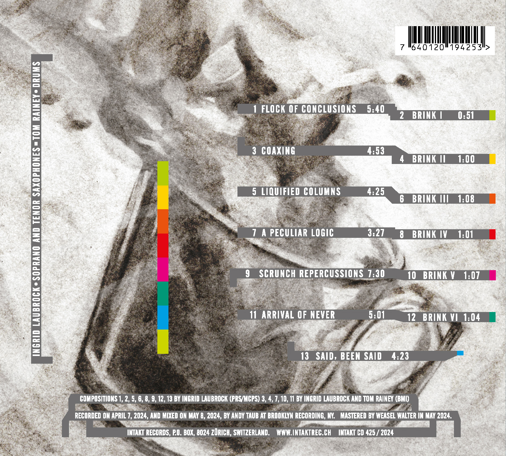 INGRID LAUBROCK – TOM RAINEY
BRINK back cover