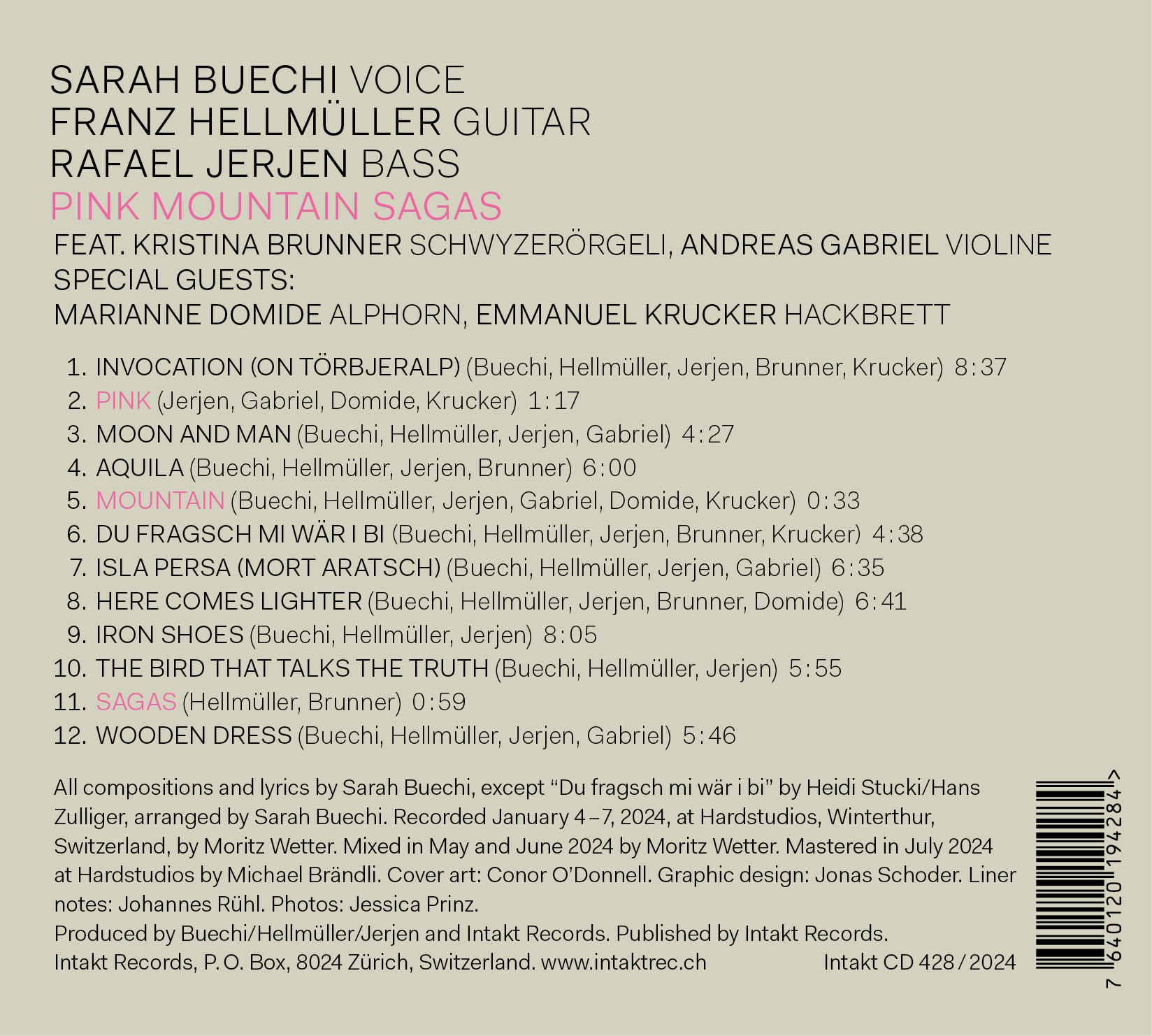 BUECHI – HELLMÜLLER – JERJEN
feat. Kristina Brunner + Andreas Gabriel
PINK MOUNTAIN SAGAS back cover