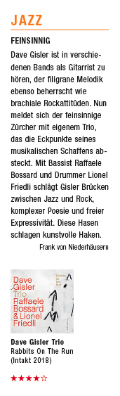 kulturtipp review dave gisler trio