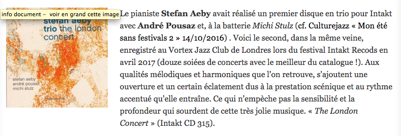 culture jazz fr stefan aeby trio the london concert