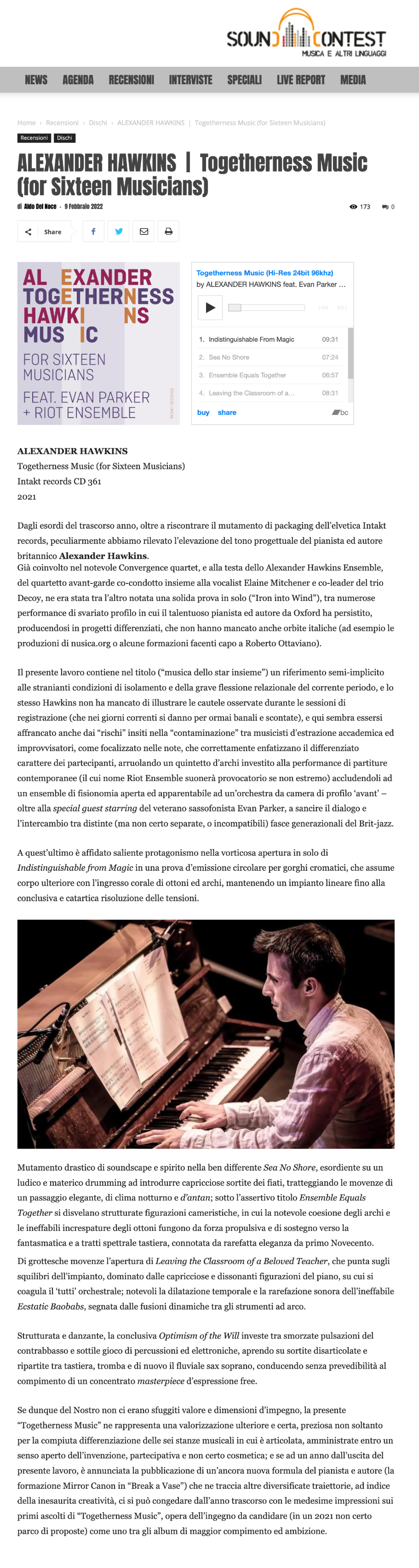 Dagli esordi del trascorso anno, oltre a riscontrare il mutamento di packaging dell’elvetica Intakt records, peculiarmente abbiamo rilevato l’elevazione del tono progettuale del pianista ed autore britannico Alexander Hawkins.