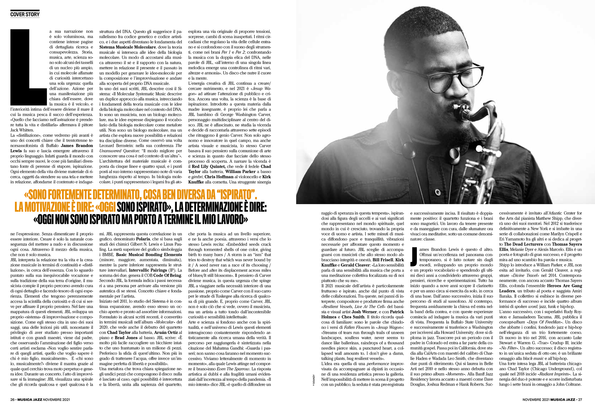 James Brandon Lewis Cover Story Musica Jazz Italy November 2021