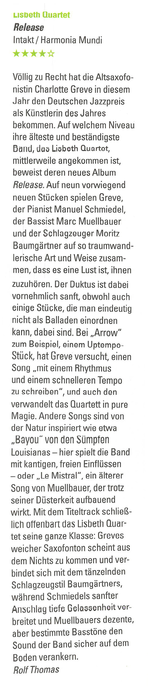 Völlig zu Recht hat die Altsaxofonistin Charlotte Greve in diesem Jahr den Deutschen Jazzpreis als Künstlerin des  Jahres bekommen.