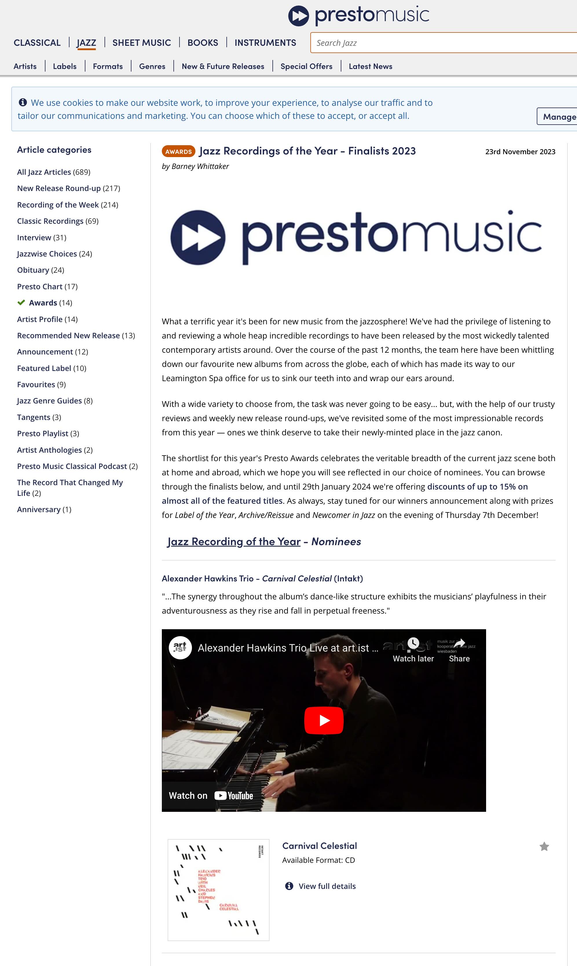 What a terrific year it's been for new music from the jazzosphere! We've had the privilege of listening to and reviewing a whole heap incredible recordings to have been released by the most wickedly talented contemporary artists around. Over the course of the past 12 months, the team here have been whittling down our favourite new albums from across the globe, each of which has made its way to our Leamington Spa office for us to sink our teeth into and wrap our ears around.